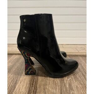 Betsey Johnson‎ Black Ankle Boots Colorful Rhinestone Heel Shoes